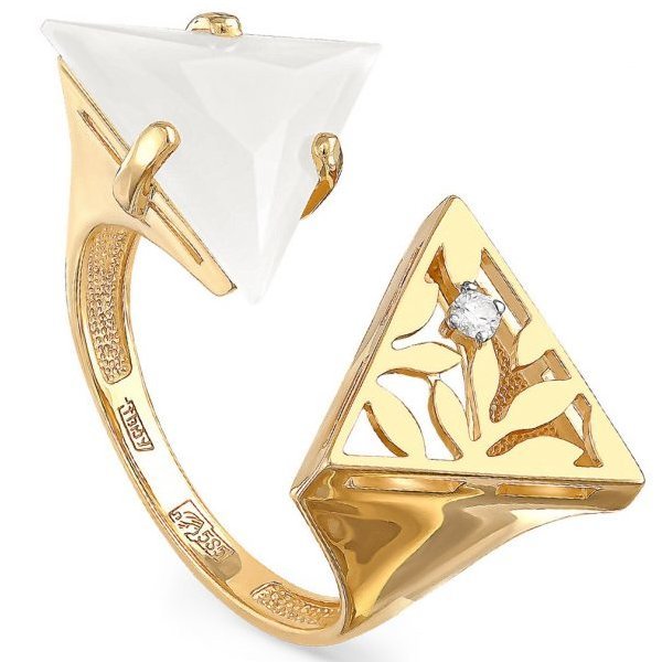 Золотое кольцо с агатом и бриллиантом