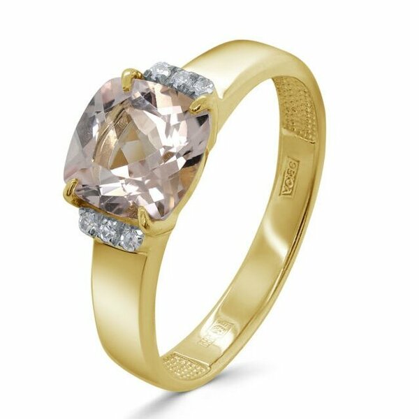Золотое кольцо с бриллиантом и морганитом
