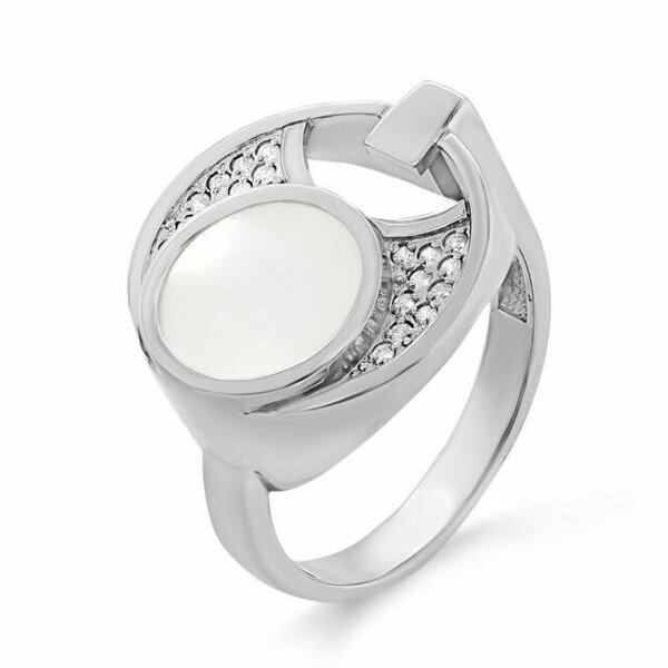 Серебряное кольцо с перламутром и фианитом