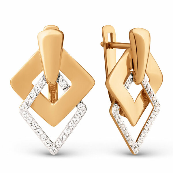 Золотые серьги с фианитом