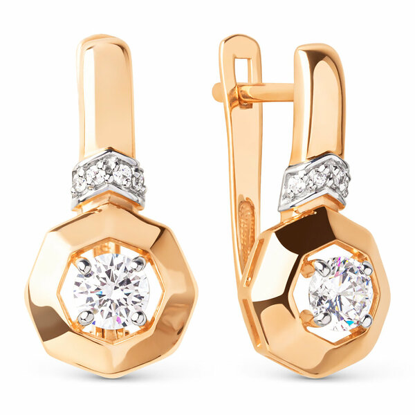 Золотые серьги с фианитом