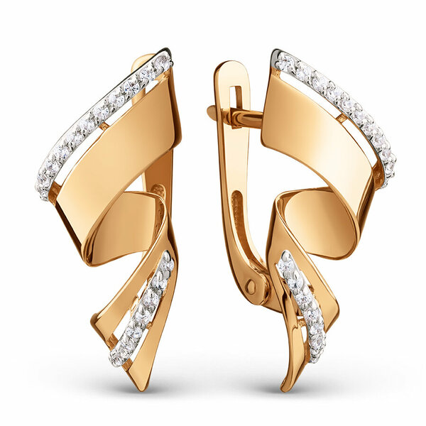 Золотые серьги с фианитом