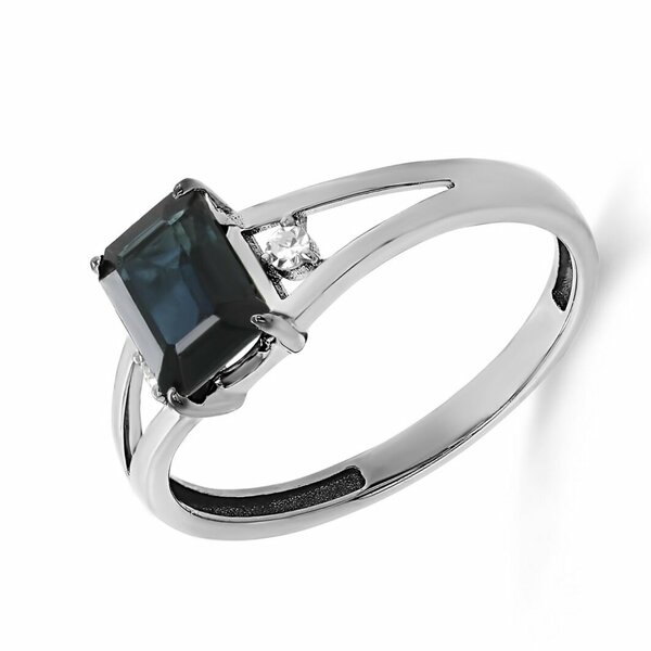 Золотое кольцо с бриллиантом и сапфиром