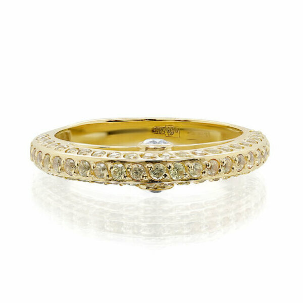 Золотое кольцо с бриллиантом и сапфиром