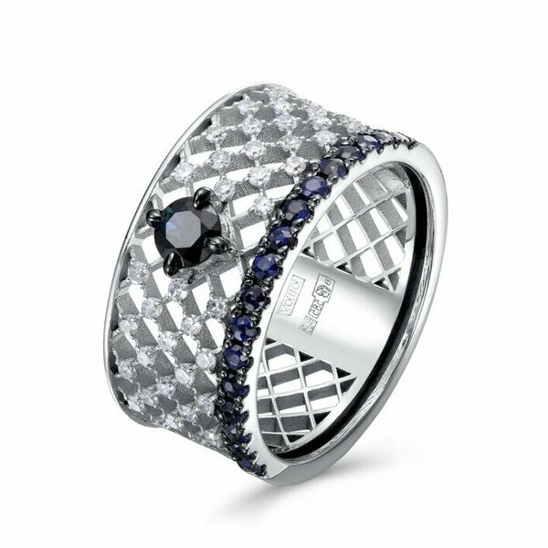 Золотое кольцо с бриллиантом и сапфиром