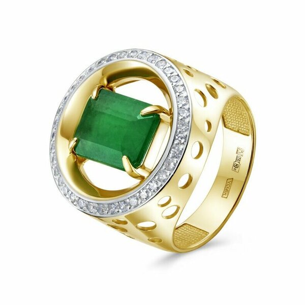 Золотое кольцо с бриллиантом и изумрудом