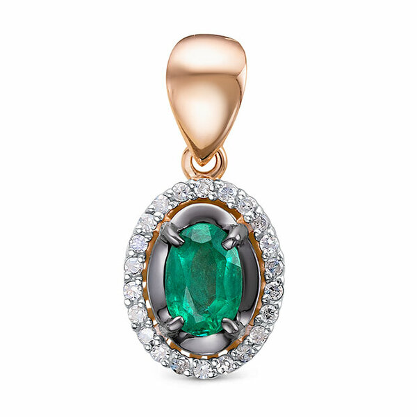 Золотая подвеска с бриллиантом и изумрудом