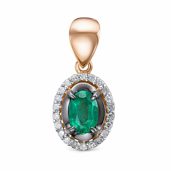 Золотая подвеска с бриллиантом и изумрудом