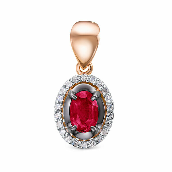 Золотая подвеска с бриллиантом и рубином
