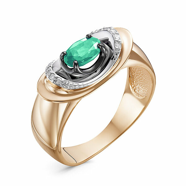 Золотое кольцо с бриллиантом и изумрудом