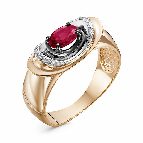 Золотое кольцо с бриллиантом и рубином