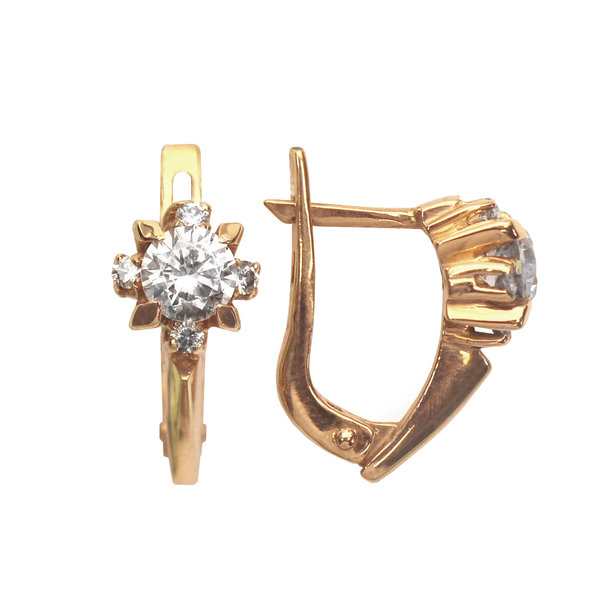 Золотые серьги с&nbsp;фианитом