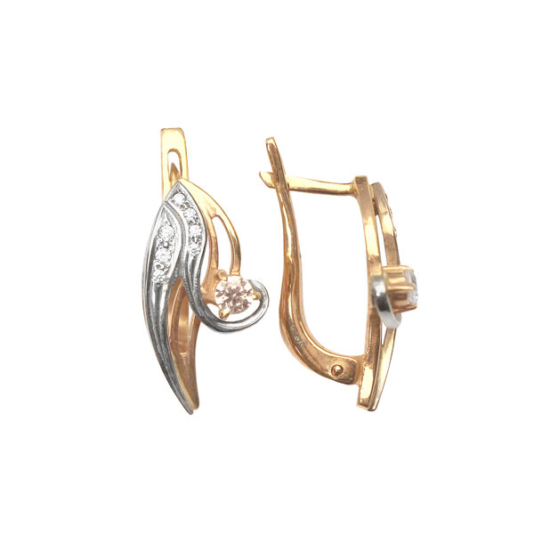 Золотые серьги с&nbsp;фианитом