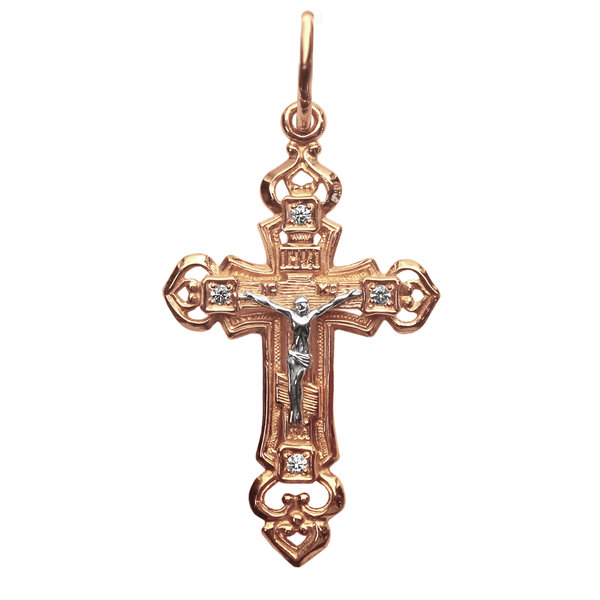 Купить изделие Золотой крест с фианитом 3110107 — Самоцветы Плюс