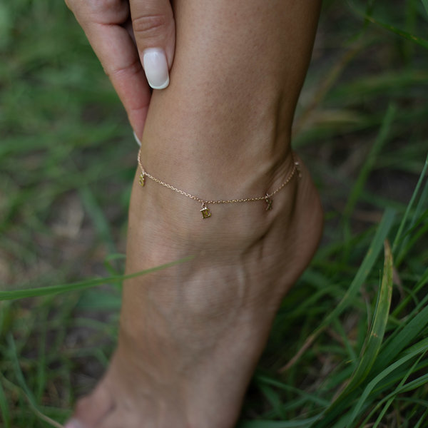 Серебряный браслет на ногу с позолотой