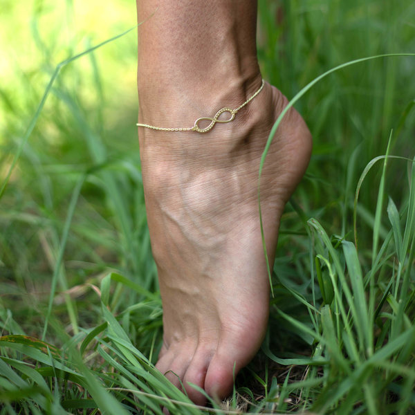 Серебряный браслет на ногу с позолотой