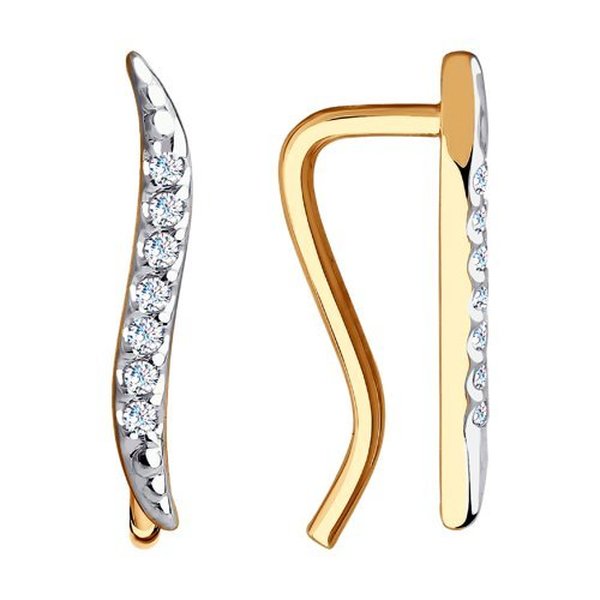 Золотые серьги-каффы с&nbsp;фианитом