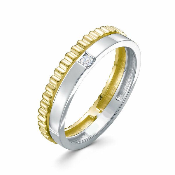 Золотое обручальное кольцо с бриллиантом