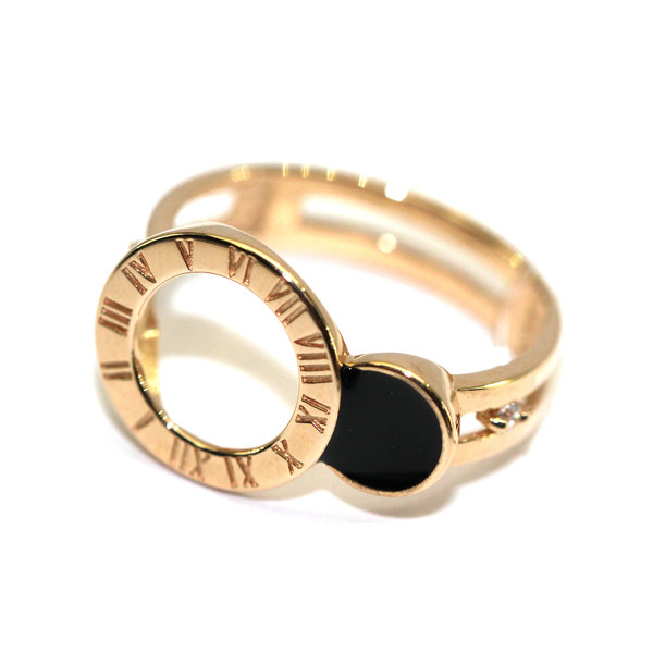 Золотое кольцо с эмалью и цирконием