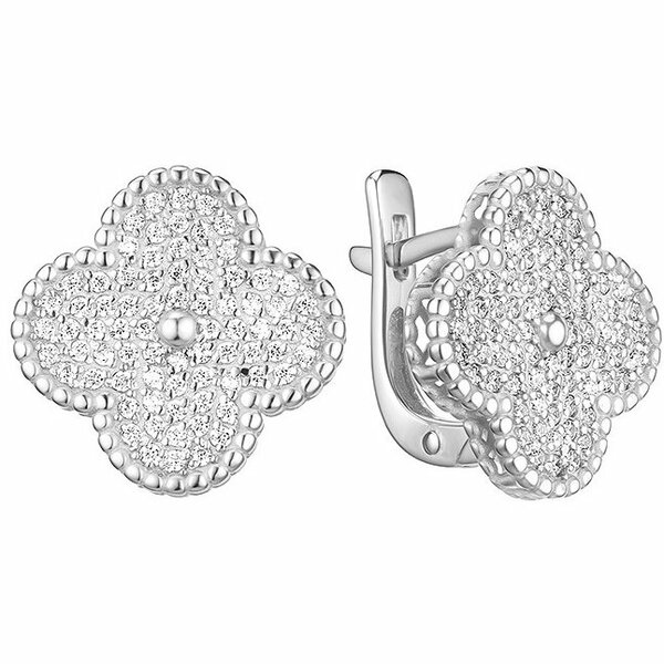 Серебряные серьги с&nbsp;фианитом