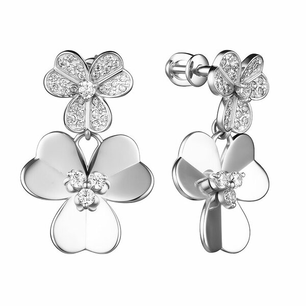 Серебряные серьги-пусеты с&nbsp;фианитом