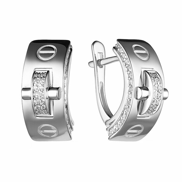 Серебряные серьги с&nbsp;фианитом