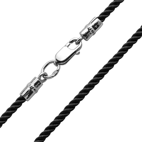 Серебряный шнурок с шёлковым шнуром миллиметром черным