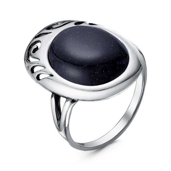 Серебряное кольцо с авантюрином синтетическим
