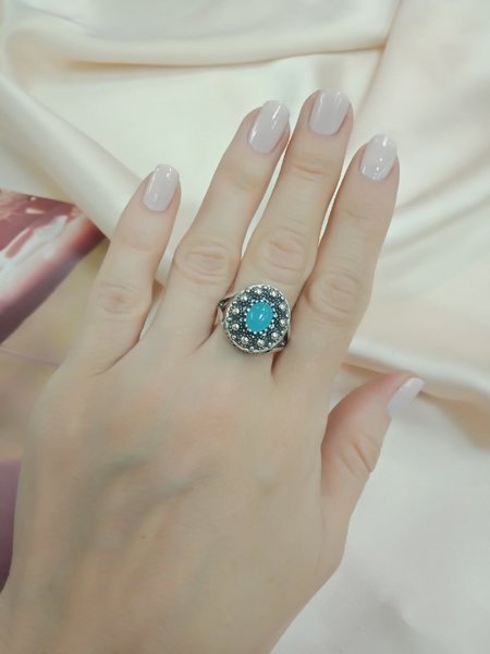 Серебряное кольцо с агатом синтетическим
