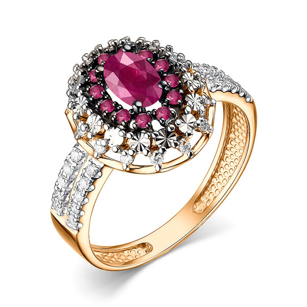 Золотое кольцо с&nbsp;рубином и&nbsp;бриллиантом