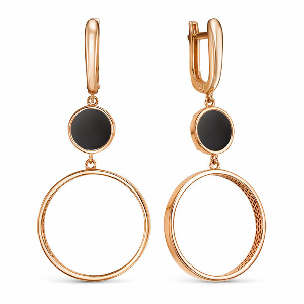 Золотые серьги с&nbsp;ониксом