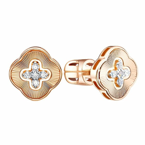 Золотые серьги-пусеты с&nbsp;фианитом