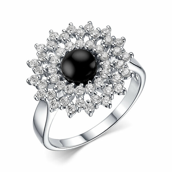 Серебряное кольцо с&nbsp;агатом и&nbsp;фианитом