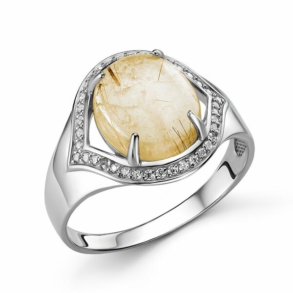 Серебряное кольцо с&nbsp;кварцем и&nbsp;фианитом