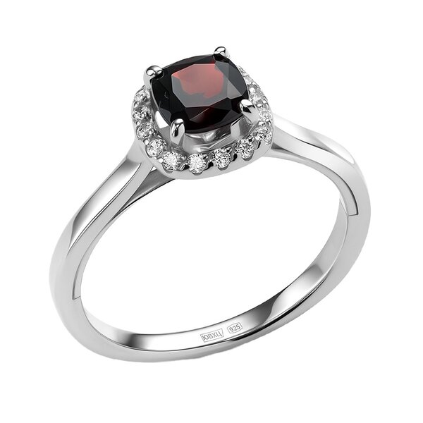 Серебряное кольцо с&nbsp;гранатом и&nbsp;фианитом