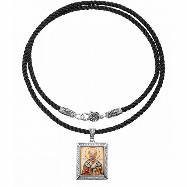 Серебряное колье с&nbsp;эмалью и&nbsp;текстилем